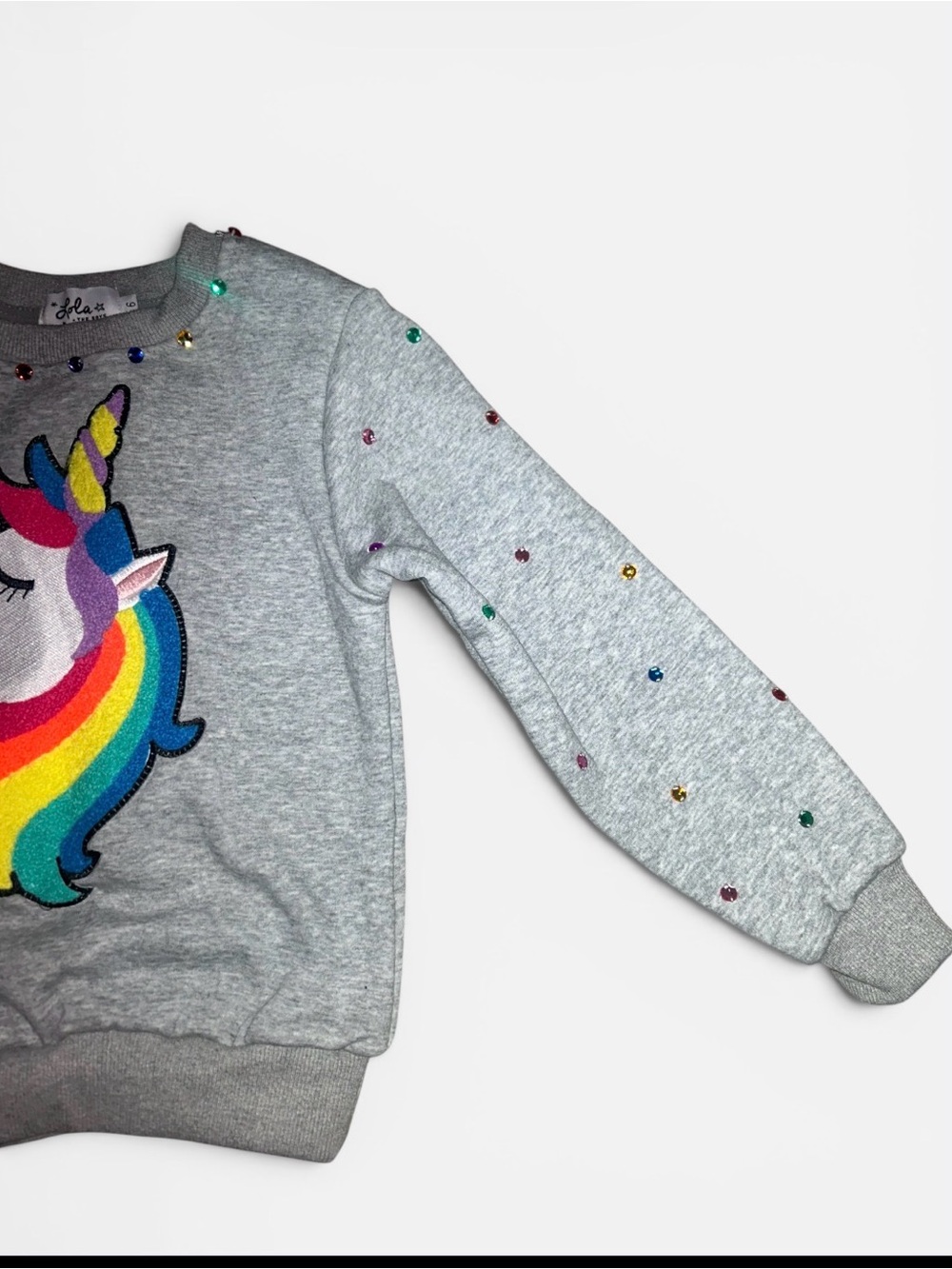 Lola and the Boys HAPPY UNICORN RAINBOW GEM SET Grey Sweatshirt & Leggings Set - Picture 10 of 14